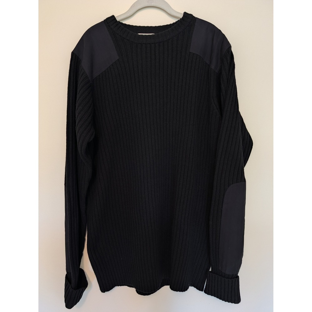 NWT LL Bean Merino Lambswool Commando Crewneck Sweater Black Mens Size XL Tall